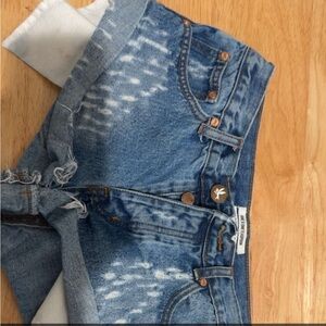 One Teaspoon Distressed Blue Jean Shorts